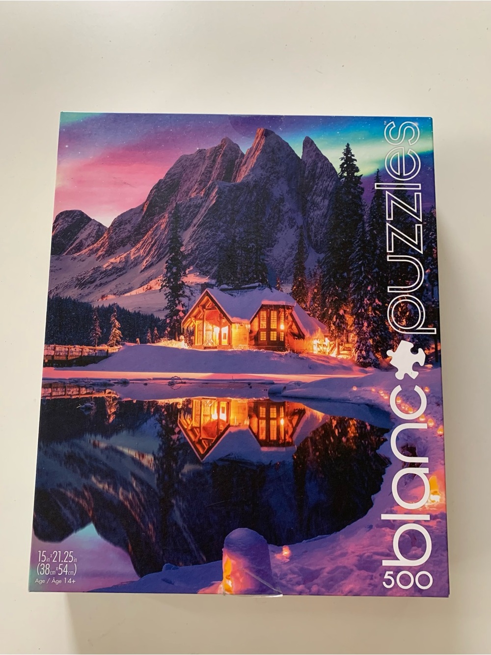 Buffalo Games Blanc Northern Lights Woods 500-Piece jigsaw puzzle - Purple Blue